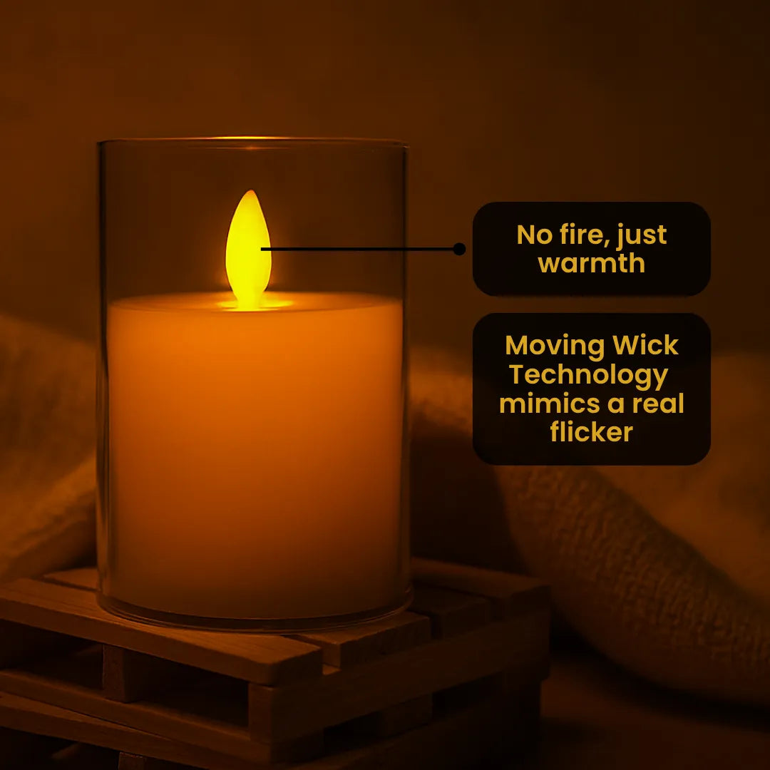 Battery Operated Flameless LED Pillar Candles Pack of 3 - Moving Flame, 10 Key Remote & Timer Controlled
