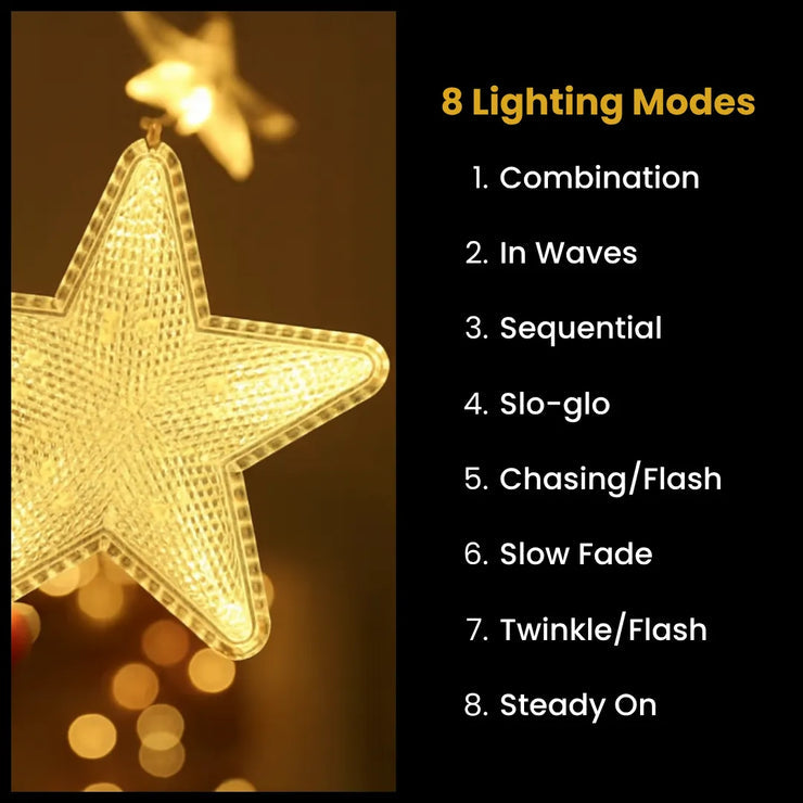 Star Curtain String Lights | 40 Stars | Warm White LED