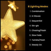 Star Curtain String Lights | 40 Stars | Warm White LED