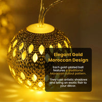 Metal Moroccan Balls Decorative String Lights - Warm White | Diwali Decoration