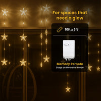 Star Curtain String Lights | 40 Stars | Warm White LED