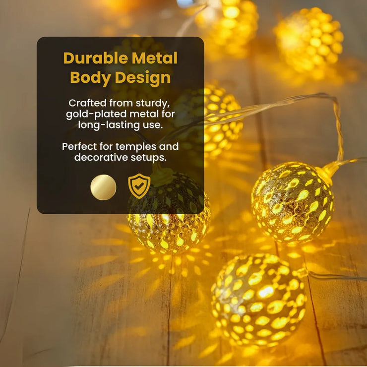 Metal Moroccan Balls Decorative String Lights - Warm White | Diwali Decoration