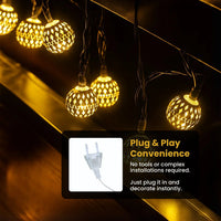 Metal Moroccan Balls Decorative String Lights - Warm White | Diwali Decoration
