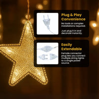 Star Curtain String Lights | 40 Stars | Warm White LED