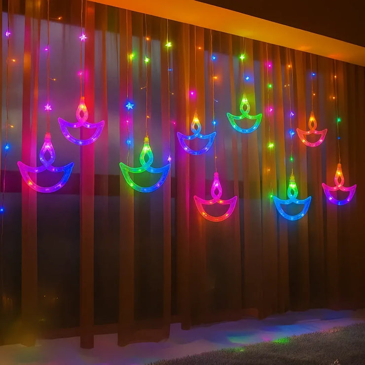 Diya Curtain Lights | Multi
