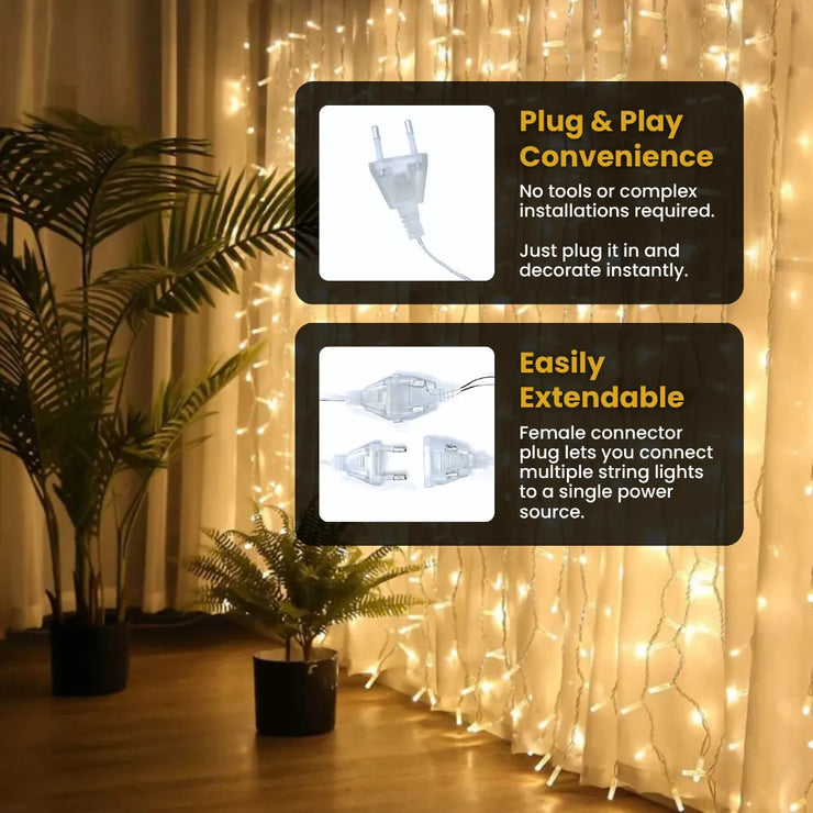 Curtain LED Lights | Warm White | Diwali Decoration