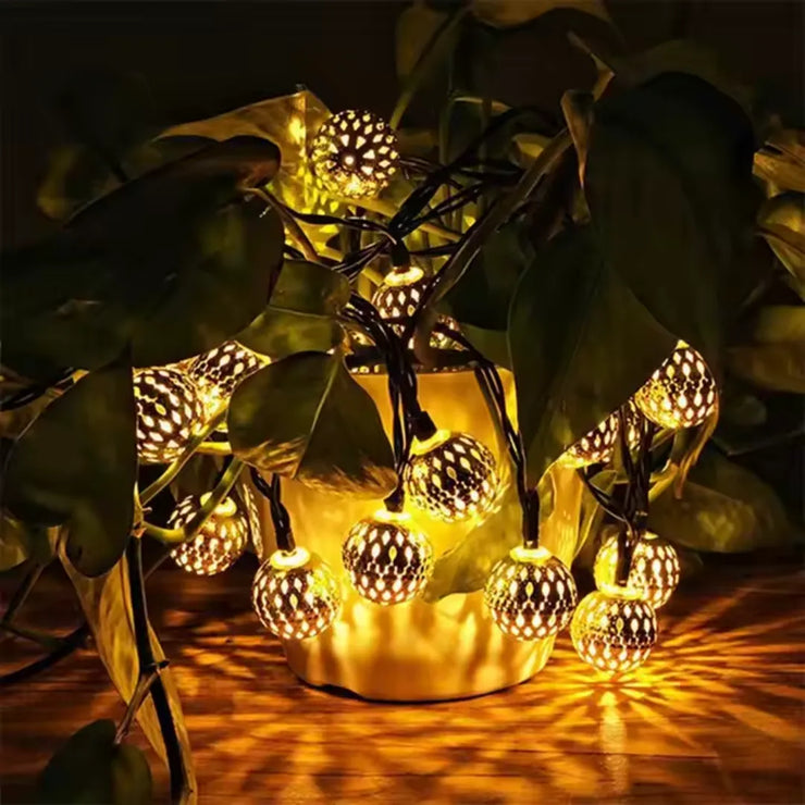 Metal Moroccan Balls Decorative String Lights - Warm White | Diwali Decoration