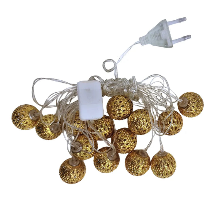 Metal Moroccan Balls Decorative String Lights - Warm White | Diwali Decoration