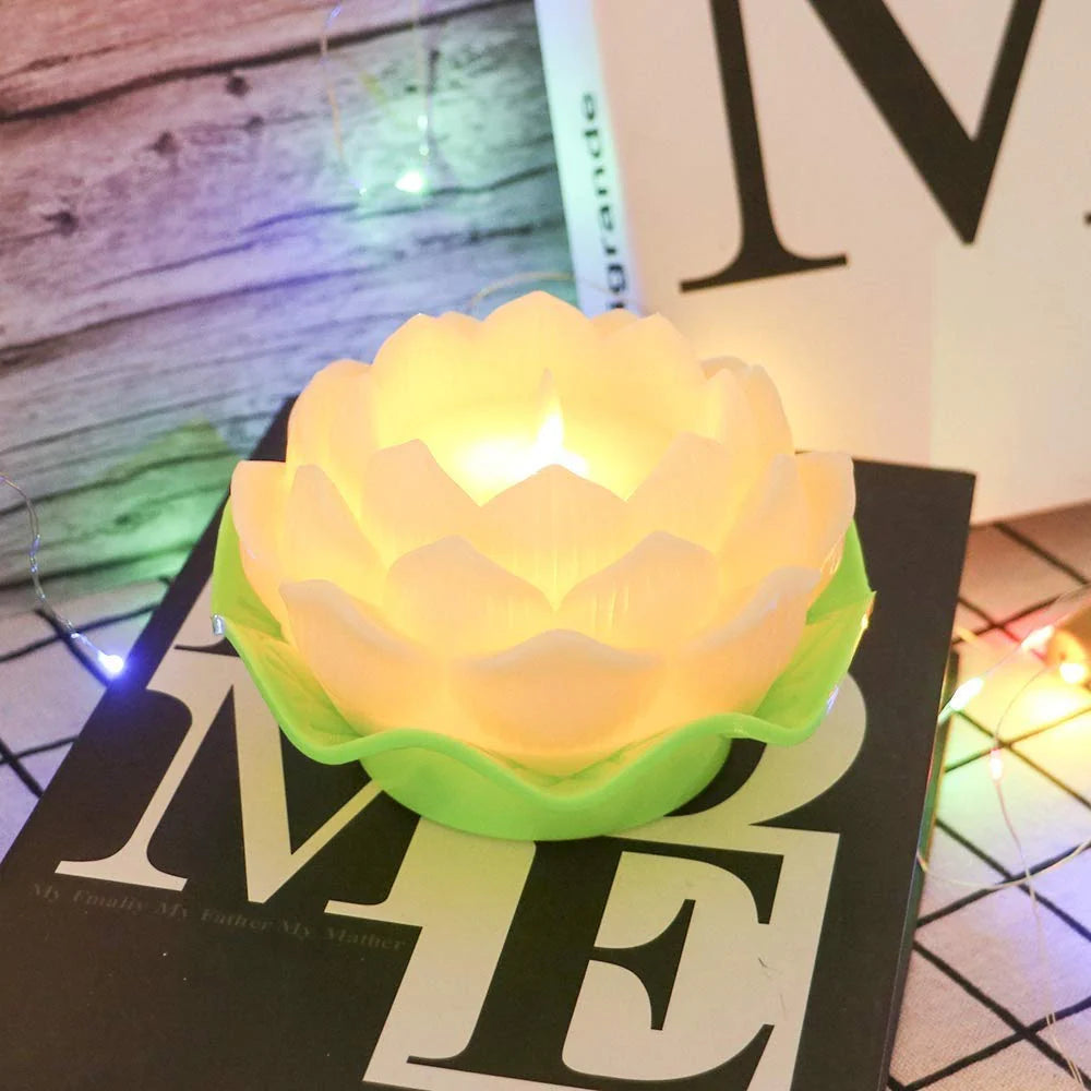 LED Moving Wick Lotus Flower Candle