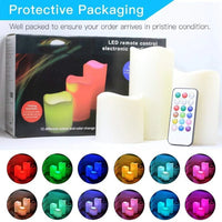 LED Pillar Candles with Remote Control | RGB LED Color | Pack of 3