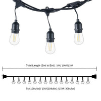 Waterproof Outdoor Hanging Bulb Holder String Lights with ST64 4W LED Bulbs