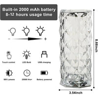 Rose Crystal Reflection Portable LED Table Lamp