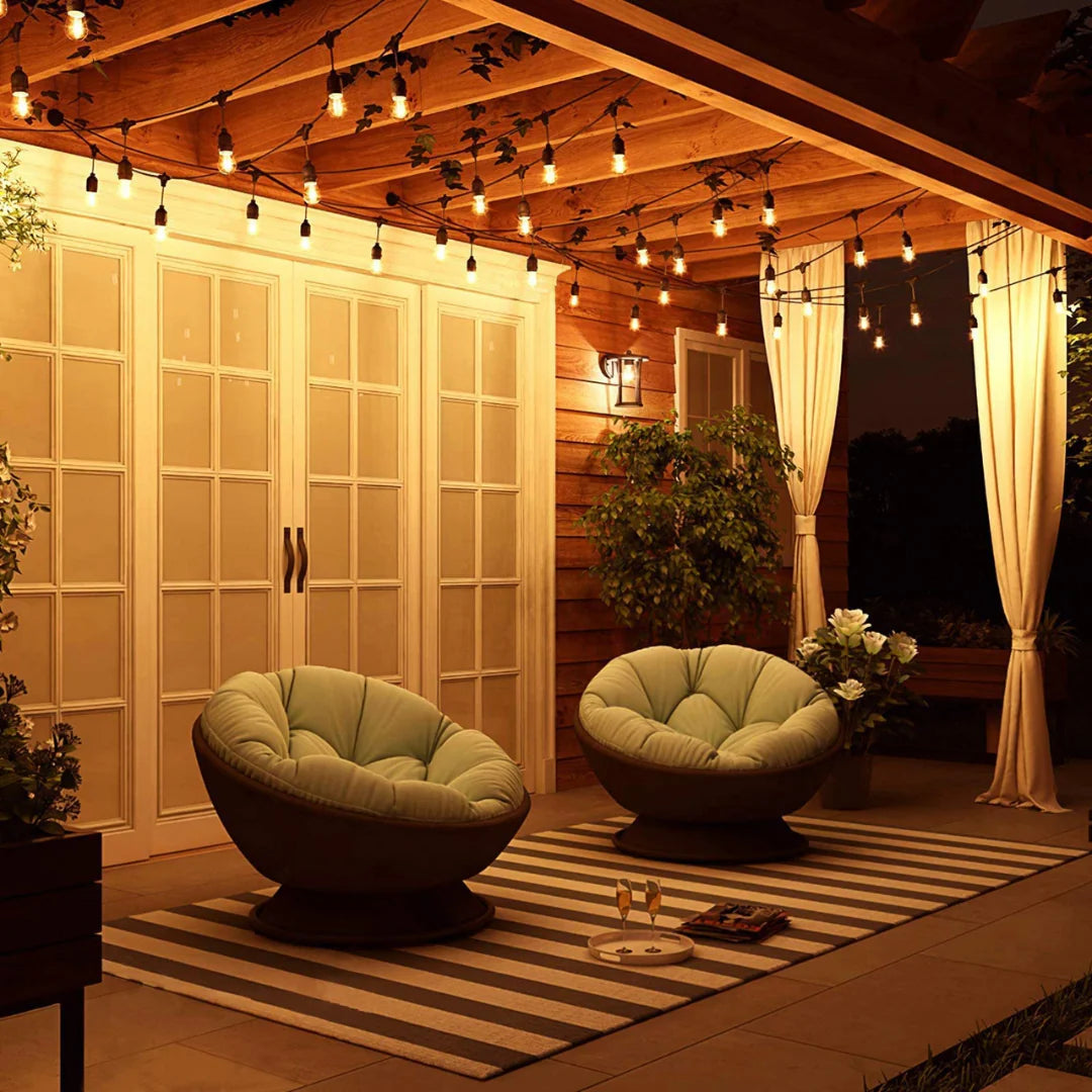 Waterproof Hanging Outdoor String Lights with S14 1W LED Filament Bulbs | 18ft 5.4m - 10 Bulbs