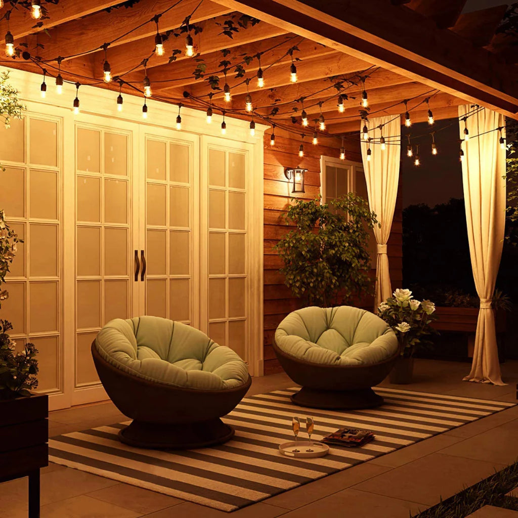 Waterproof Hanging Outdoor String Lights with S14 1W LED Filament Bulbs | 18ft 5.4m - 10 Bulbs