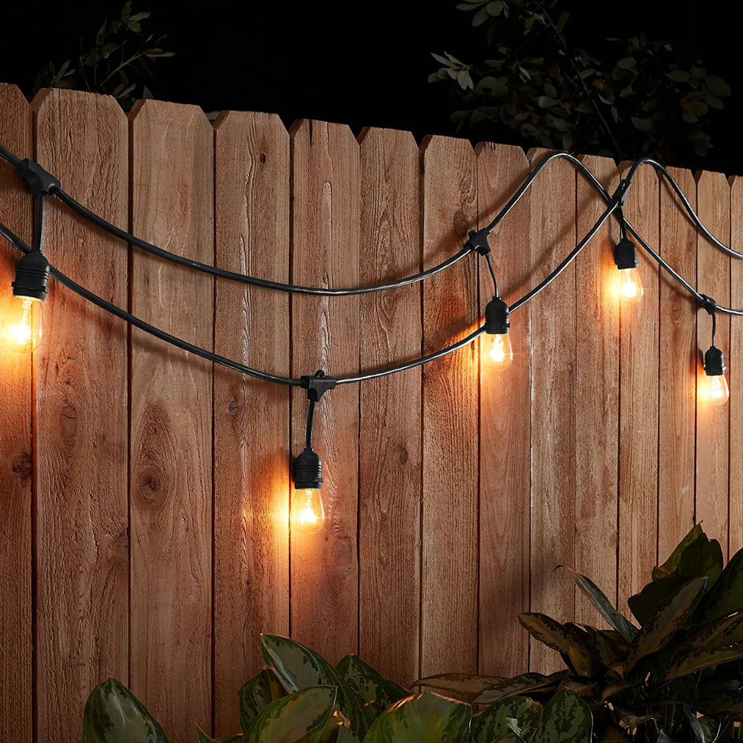 Waterproof Hanging Outdoor String Lights with S14 1W LED Filament Bulbs | 18ft 5.4m - 10 Bulbs