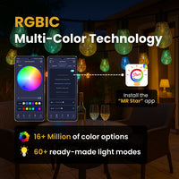 G50 RGBIC Waterproof Outdoor Bulb String Lights – USB Operated | 20 Smart LED Bulbs for Balcony, Garden, Events