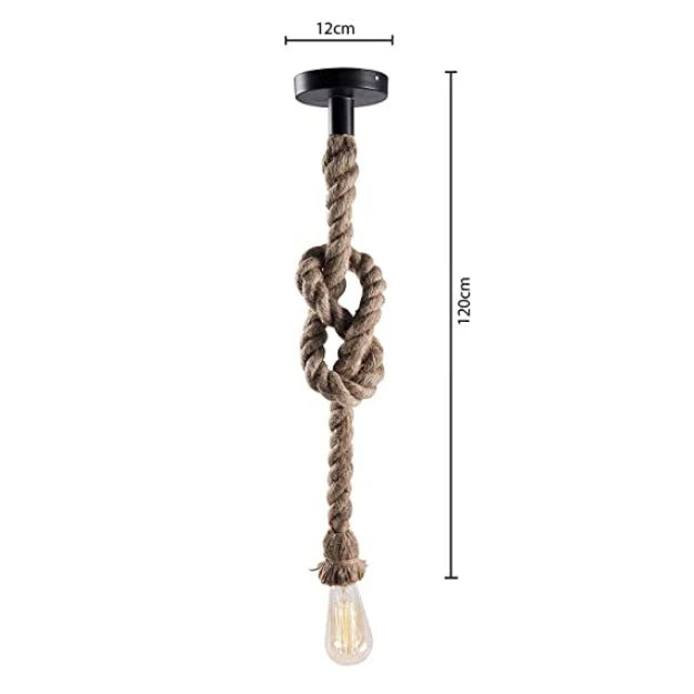 Jute Rope Bulb Hanging Pendant Light with E27 Bulb Holder | Bulb not included